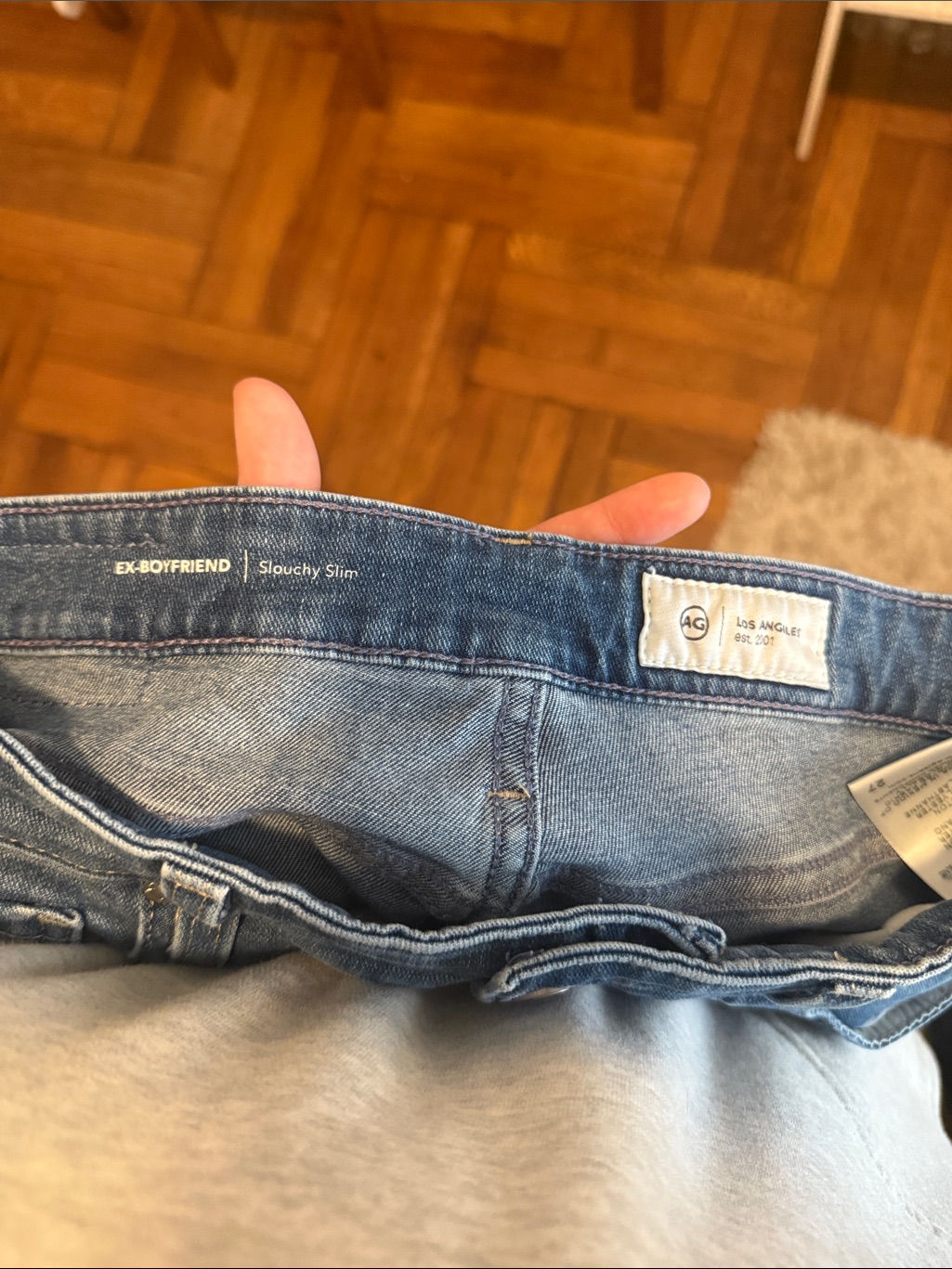 Ag Adriano Goldschmied Ex-Boyfriend Slouchy Slim Jeans In Medium Blue Wash